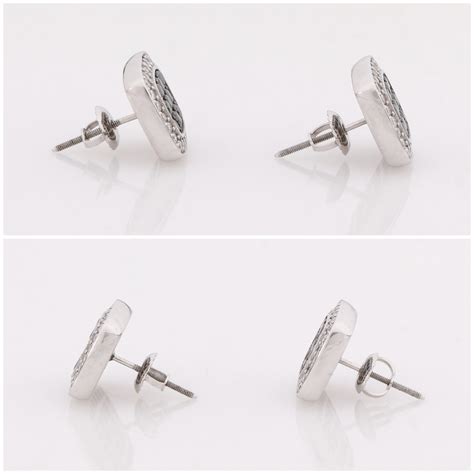 JASON OF BEVERLY HILLS Black and White Diamond 14K White Gold Stud ...