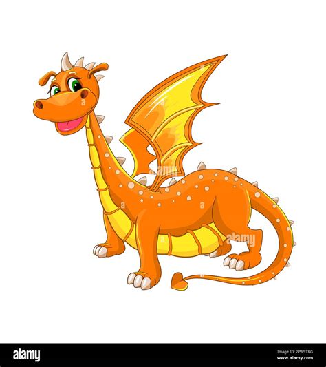 Cute orange dinosaur with wings Stock Vector Image & Art - Alamy