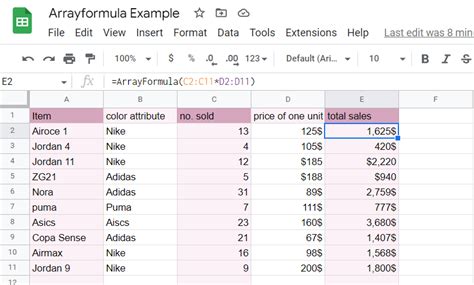 Google Sheets Array Functions 的图像结果