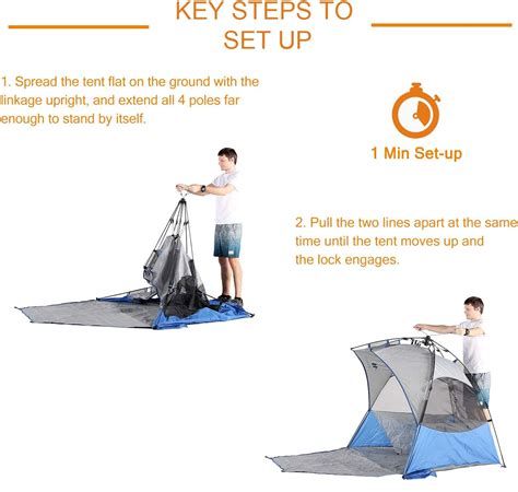 Buy Beach Tent Sun Shelter Pop Up, Large 3-4 Person Portable Shade ...