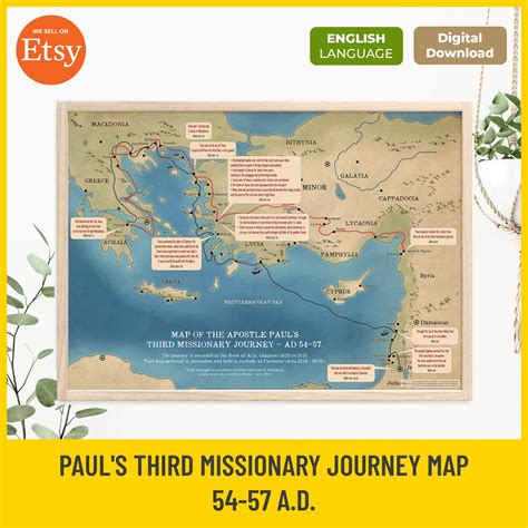 Paul's Third Missionary Journey Map: Bible Study Print (digital ...