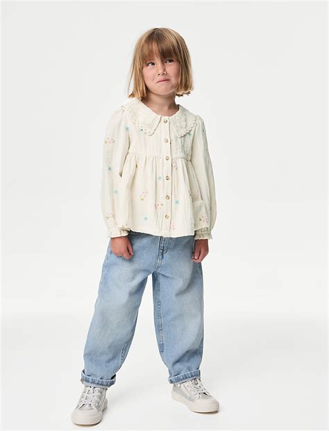 Buy Pure Cotton Embroidered Top (2-8 Yrs) at Marks & Spencer