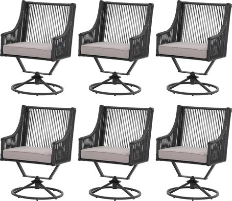 Amazon.com: Patiorama Outdoor Swivel Dining Chairs Set of 6, Patio ...