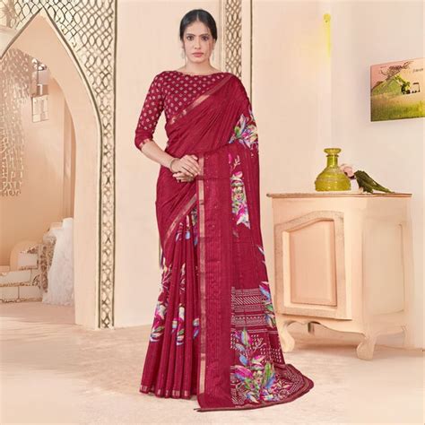 Maroon Sequins Jacquard Work Saree | Soft Cotton Silk – Kalyanja
