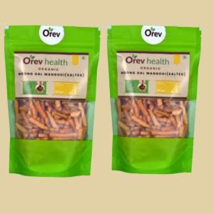 Orev Organic Moong Dal Mangodi Salted - 800 gm (Pack of 2) Fryums (Pack ...