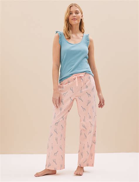 Buy Pure Cotton Giraffe Print Pyjama Bottoms at Marks & Spencer