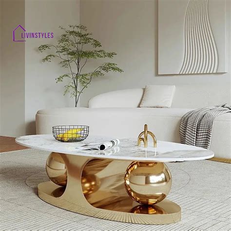 Adore Modern Stainless Steel with PVD Coated Centre Table with Marble ...