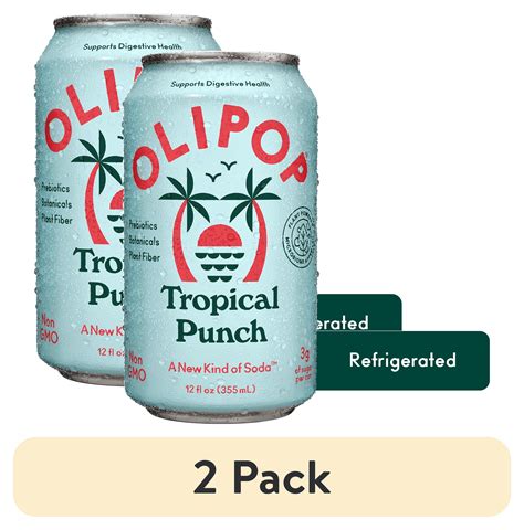 (2 pack) OLIPOP Prebiotic Soda, Tropical Punch, 12 fl oz - Walmart.com