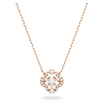 Una necklace, Clover, White, Rose gold-tone plated | Swarovski