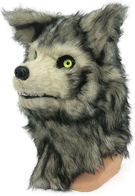 Buy QIAGA Realistic Furry Halloween Horror Mask Plush Werewolf Costume ...