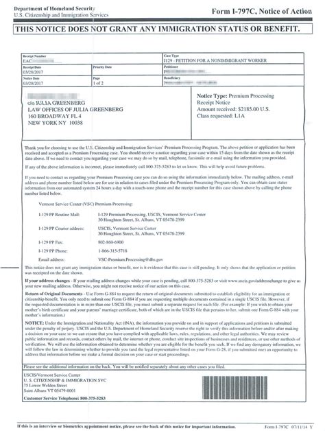 Sample Of Form I 797 Approval Notice - Form example download