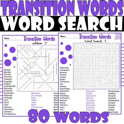 Transition Words Word Search Puzzle, Transition Words Word Search ...