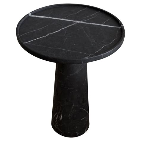 Pedestal Black Marble Side Table For Sale at 1stDibs