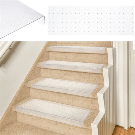 Timgle 8 Pcs Clear Stair Tread Carpet Protector Non Slip Carpet ...