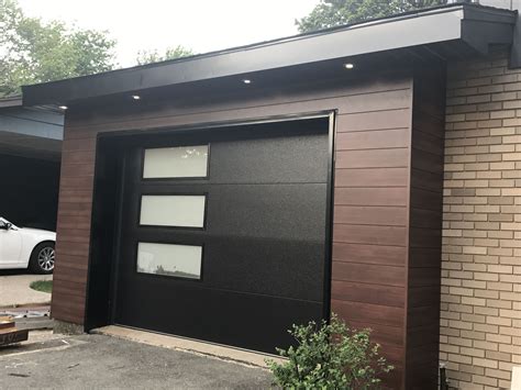 Clopay 9208 Modern Flush Black Garage Door with Frosted Lites