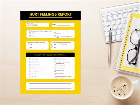 Hurt Feelings Report Printable - Printable Free Templates
