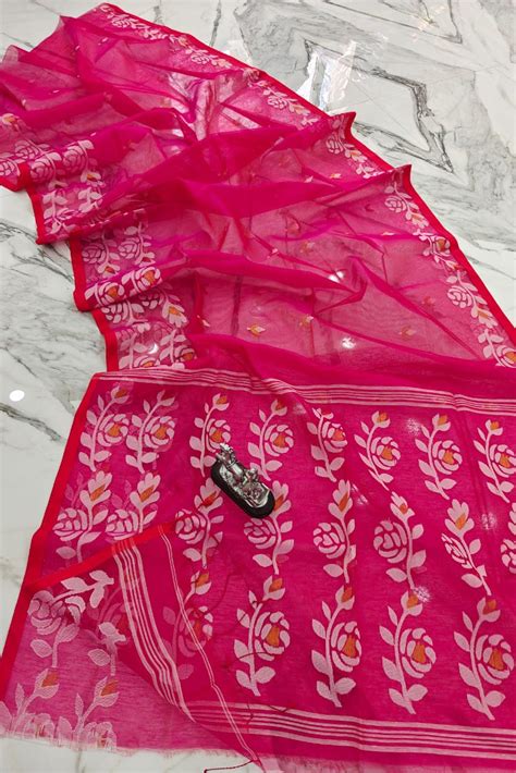 Rani Golap Muslin Banarasi Saree – Monamaar