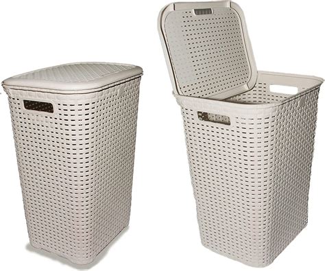 Elly Décor Set 2 Rattan 12 gallons Tall Plastic Laundry Hamper, Laundry ...