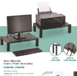 Height Adjustable Monitor / Printer Stand (Wide) Plastic Size 56 (W) x ...