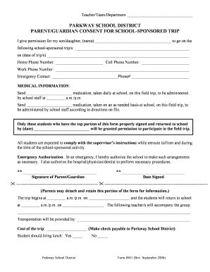 Fillable Online pkwy k12 mo Field Trip Permission Form - Parkway School ...