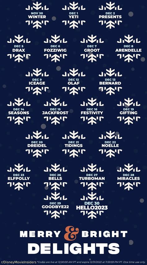 Merry & Bright Delights Bonus Code Mega Thread : r/DisneyMovieInsiders