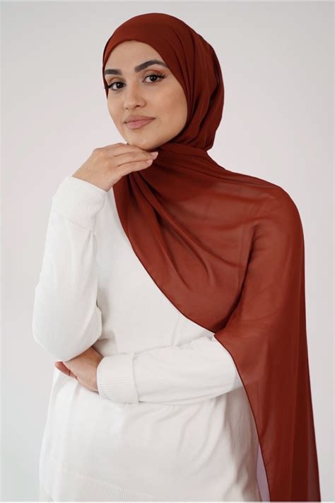 Premium Chiffon Hijab - Burnt Brick – Mawdeest
