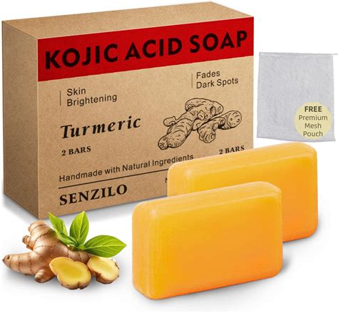 Amazon.com : Senzilo Kojic Acid Soap, Turmeric Soap for Dark Spots with Collagen, Vitamin E ...