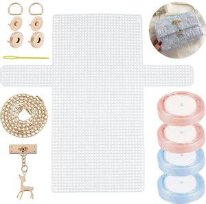 HASTHIP DIY Crochet Bag Kit Plastic Mesh Canvas Yarn Crafting Set for ...
