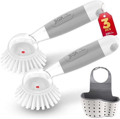 Buy JIGA 2 Pack Soap Dispensing Dish Brushes, Kitchen Brushes with Sink ...