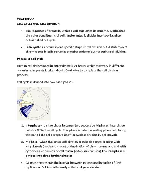 Cell cycle and cell division - CHAPTER- CELL CYCLE AND CELL DIVISION ...