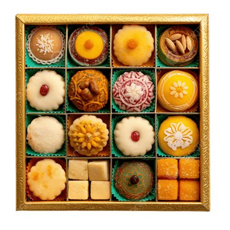 Indian Sweets And Mithai In Box For Diwali Festival, Flat Lay, Top View ...