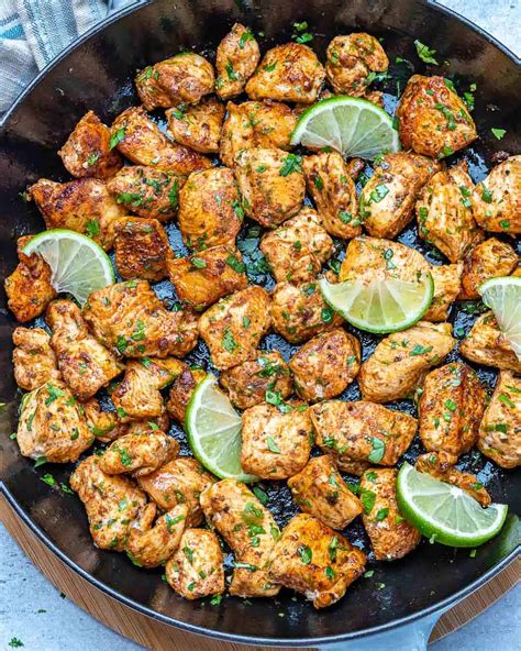 Juicy Cilantro Lime Chicken Bites Recipe | Healthy Fitness Meals