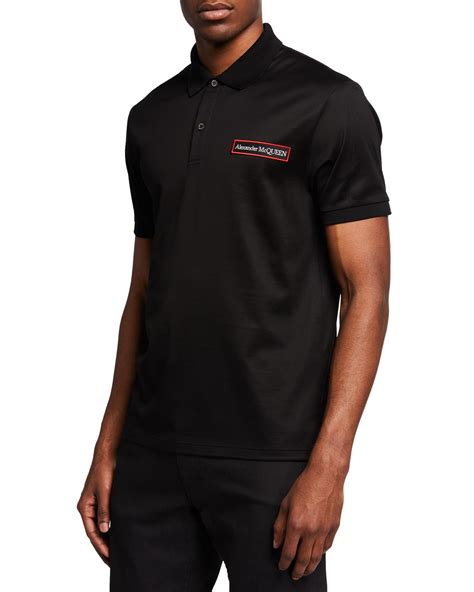 Alexander McQueen Men's Pique Polo Shirt with Embroidered Feather ...