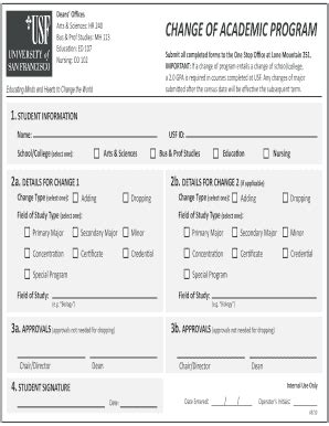 Fillable Online usfca Change of Academic Program form - usfca Fax Email ...