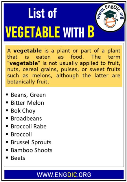 List of Vegetables That Start With B - EngDic