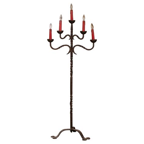 19th Century French Gothic Forged Iron Five-Light Floor Lamp For Sale ...