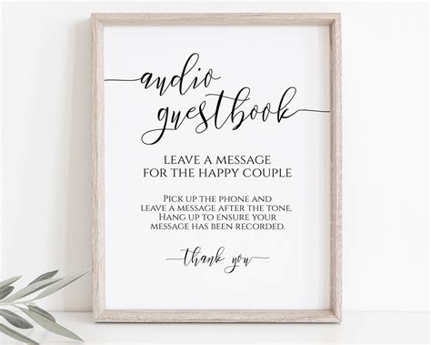 Minimalist Modern Audio Guest Book Sign Template, Phone Message ...