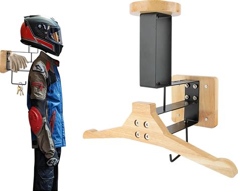Amazon.com: psler Helmet Holder Wall Mount Wooden Motorcycle Helmet ...