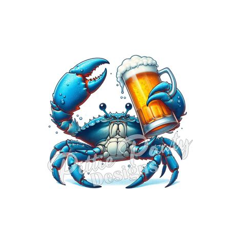 Png digital download blue crab holding cold beer i maryland blue crab ...
