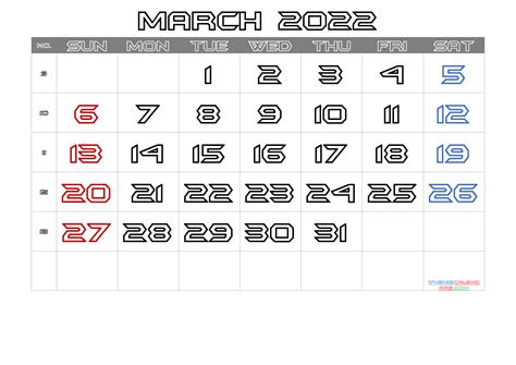 Free Printable Calendar 2022 March (PDF and Image) | Free printable ...