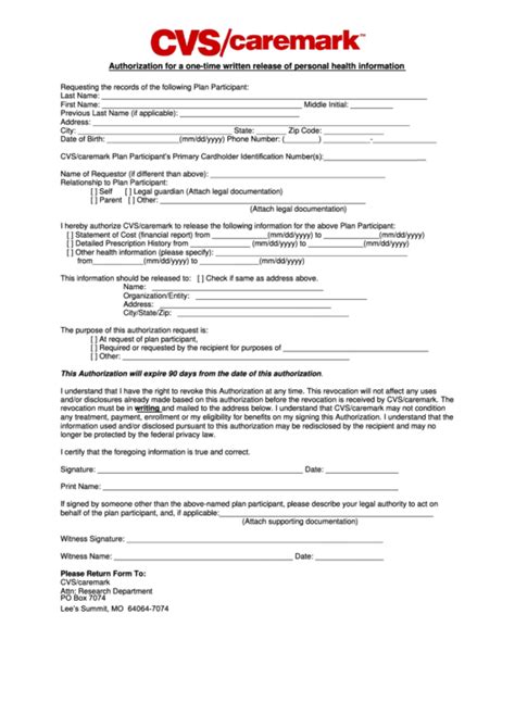 Cvs Pharmacy Prior Authorization Form - AuthorizationForm.net