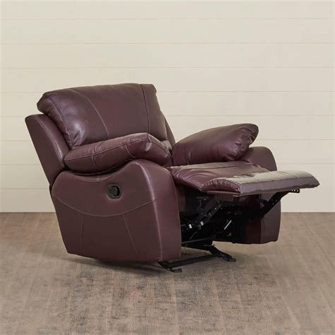 Buy Oslo Maroon Pine Wood One Seater Manual Recliner - 102cm from Home ...