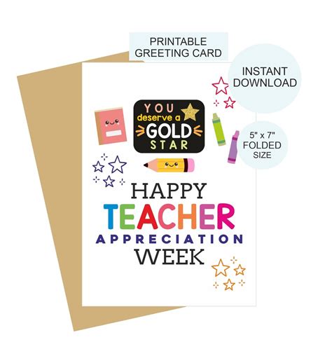 Teacher Appreciation Week Card Printable / Teacher Appreciation Week ...