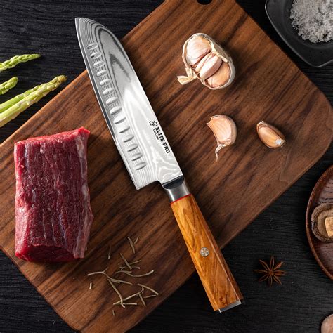 Elite Pro Cutlery 7″ Damascus Santoku Knife - 67-Layer Steel, Ultra ...