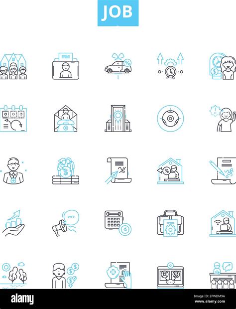 Job vector line icons set. Work, Employment, Profession, Occupation, Task, Employment, Career ...