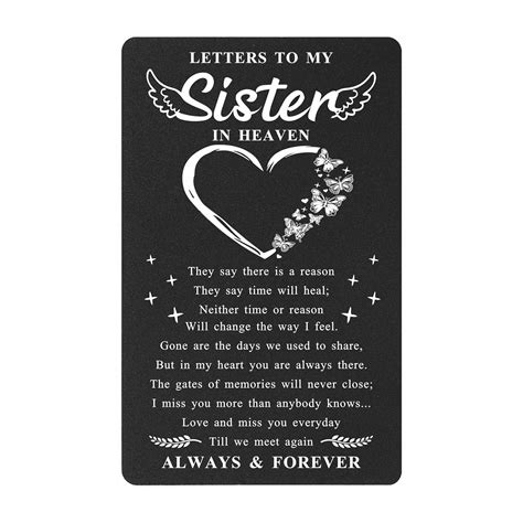 Loss of Sister Sympathy Card- Letters to My Sister from Heaven Gifts ...
