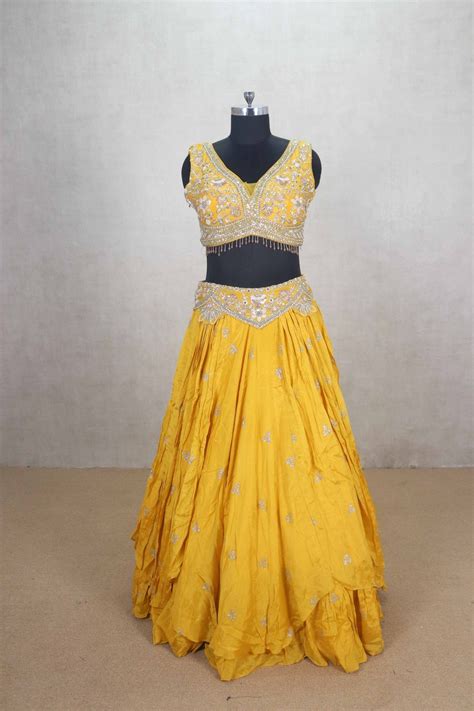 Yellow Embroidered Lehenga Choli with Dupatta for Wedding – Mangaldeep NX