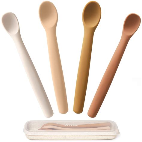 Amazon.com: Moonkie Silicone Baby Spoons Set of 4, Toddler Spoons for ...