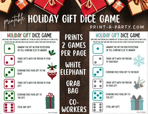 DICE GAME Holiday Dice Game Christmas Dice Game Pass the Presents Game ...