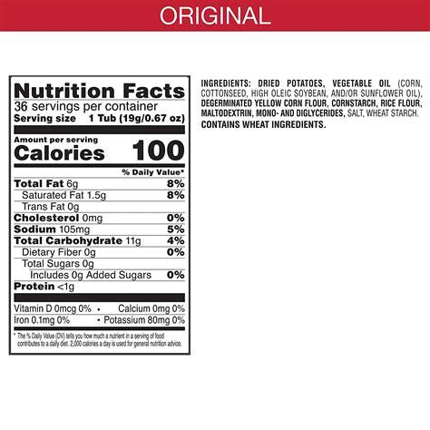 Pringles Nutrition Facts Label